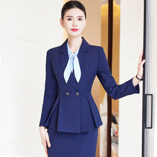 职业西装套装女设计感荷叶下摆西服正装主持人行政经理高级工作服