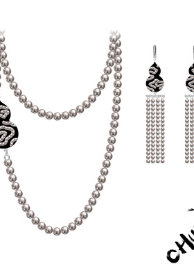 初午 祥云珠葫芦项链耳环套装设计感小众高级感气质百搭毛衣链