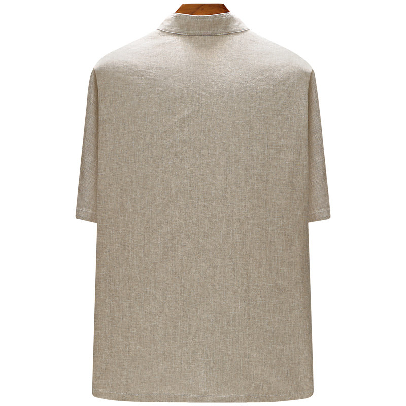 MIDDLE-AGED AND ELDERLY MENS TANG SUIT SUMMER SHORT SLEEVE DAD SUIT LINEN LOOSE CHINESE STYLE COARSE LINEN GRANDPA CLOTHES