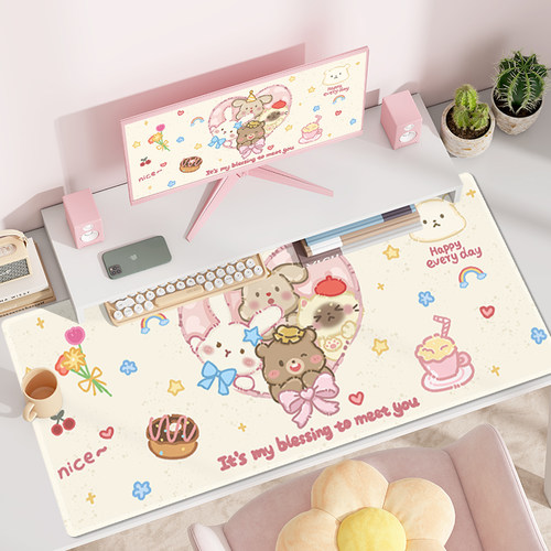 趣味卡通鼠标垫子超大男女生办公工位电脑桌面垫笔记本键盘护腕垫