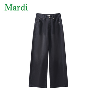 MARDI官方正品小雏菊刺绣牛仔裤2025秋季新款时尚百搭直筒裤子女