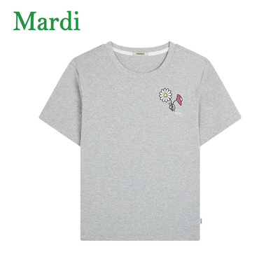 MARDI官方正品小雏菊刺绣字母T恤夏季时尚百搭圆领短袖上衣女新款