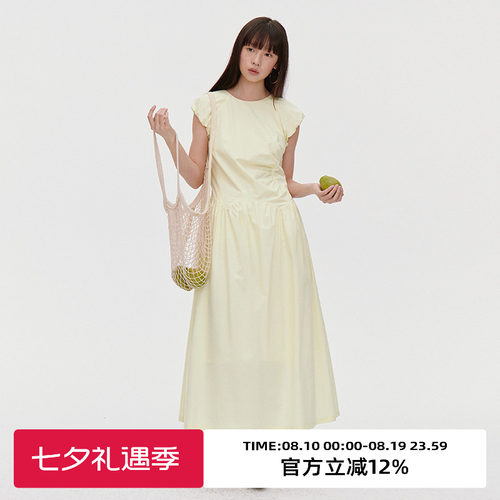 小飞袖泡泡袖/收腰连衣裙