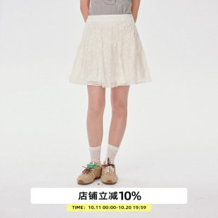 omont蛋挞家薄纱花朵印花半身裙2025夏季 小众设计感高腰a字短裙子