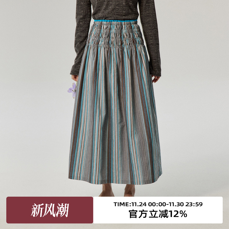 omont蛋挞家中长裙A字裙半身裙