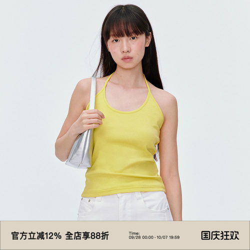 挂脖设计/复古彩色系吊带背心