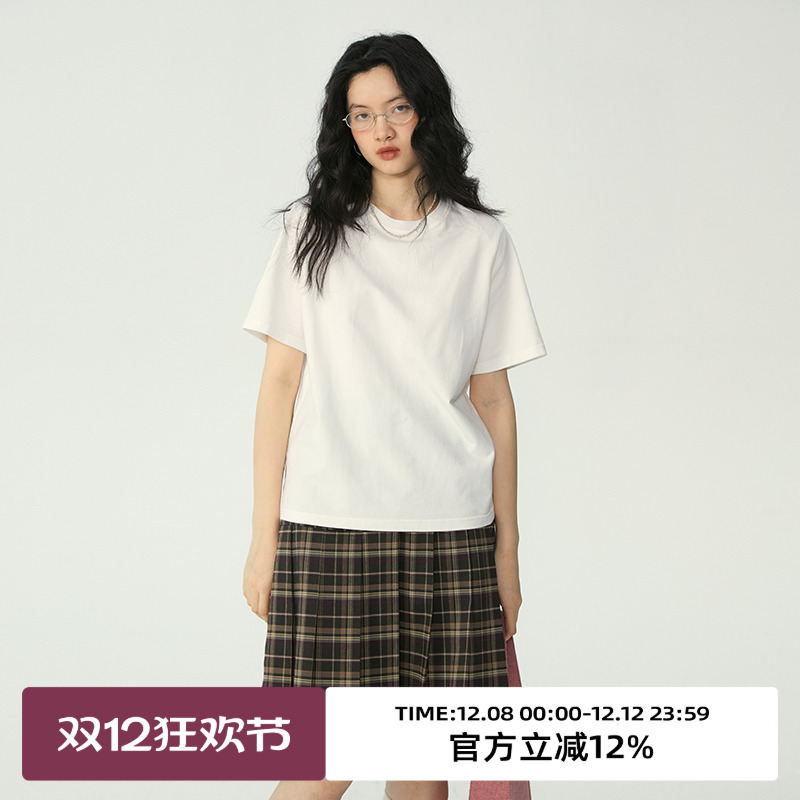 omont正肩短袖白色t恤