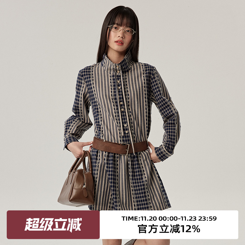 A型版型/立领翻领两穿连衣裙