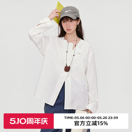 镂空蕾丝廓型/花瓣领长袖衬衫