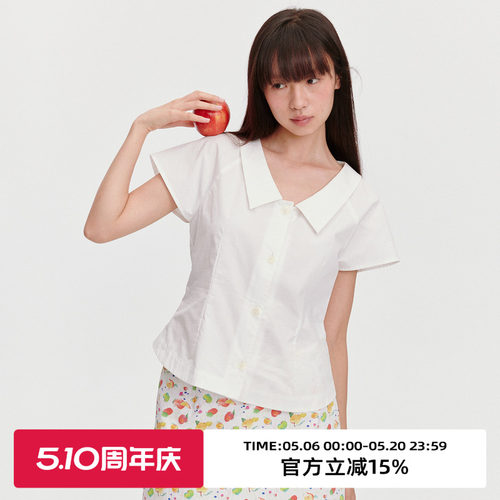 翻领/X型收腰/方领短袖衬衫