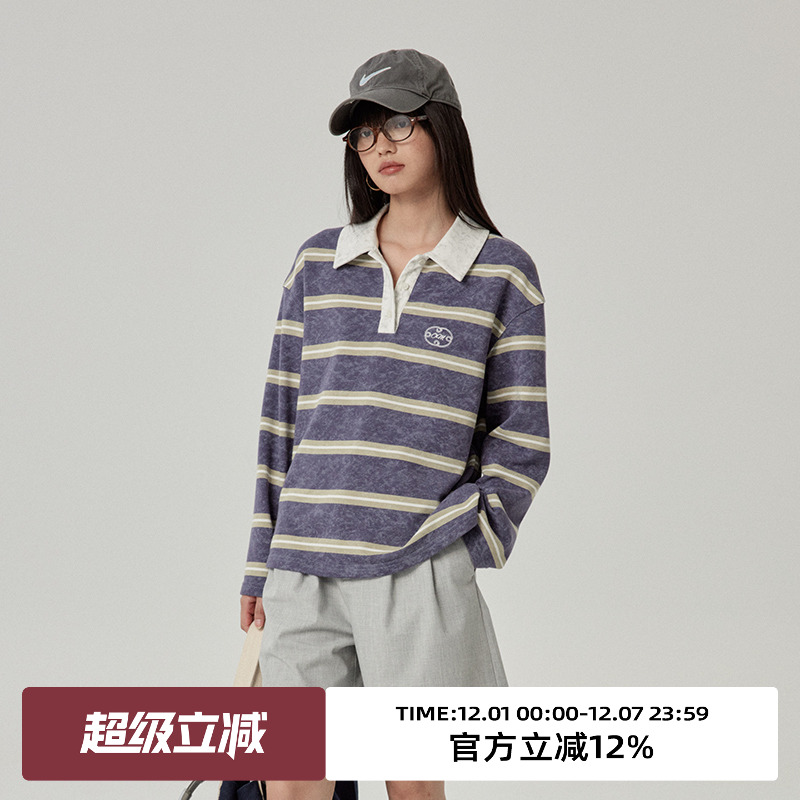 omont蛋挞家长袖复古休闲polo领