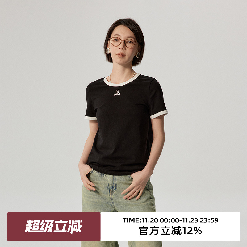 omont蛋挞家短袖通勤撞色