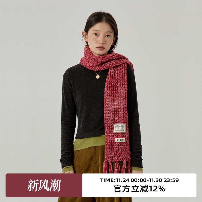 omont蛋挞家冬季复古围巾