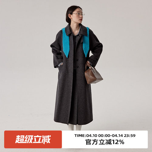 omont蛋挞家长款毛呢外套