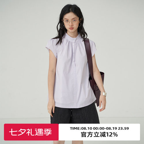 衬衫omont小飞袖复古宽松