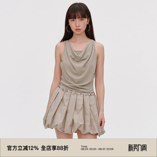 荡领/花苞裙/无袖连衣裙