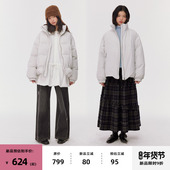 9折 新品 omont蛋挞家复古两面穿宽松休闲90白鸭绒保暖羽绒服冬