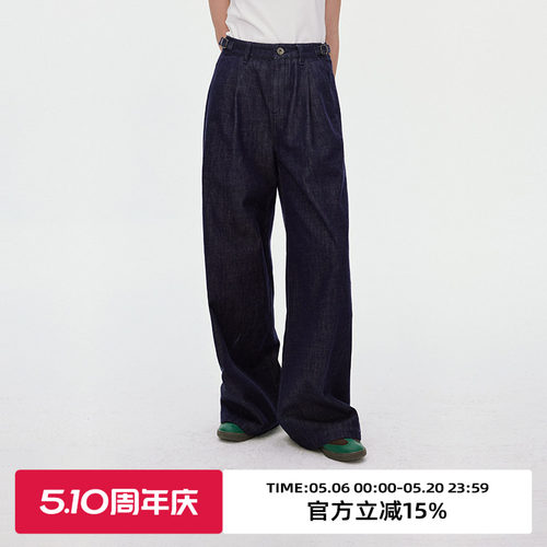 腰节金属袢调/原色牛仔裤
