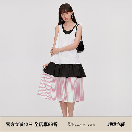 珠片背心/假两件背心连衣裙