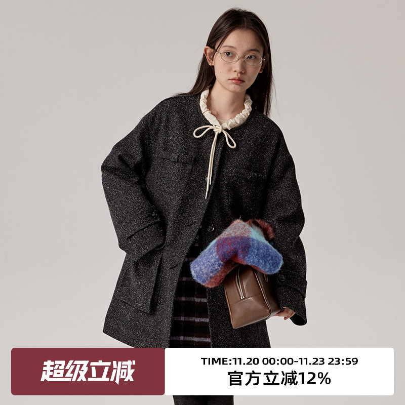 omont蛋挞家中长毛呢外套