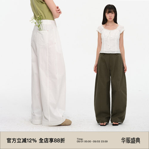 复古高腰立体廓形休闲裤