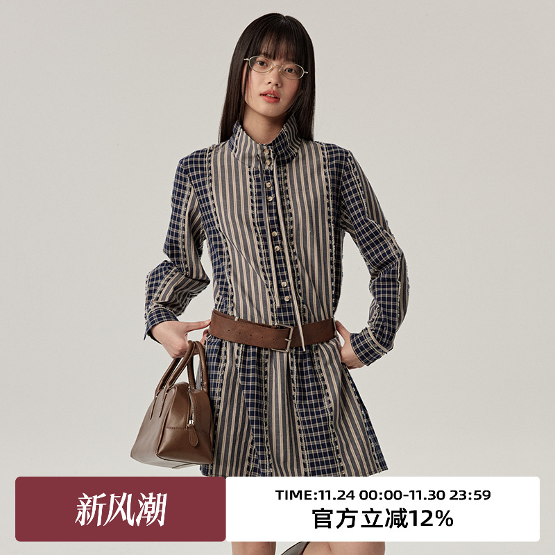 A型版型/立领翻领两穿连衣裙