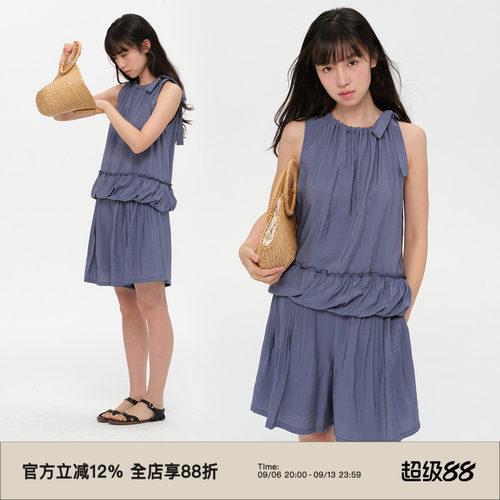复古绑带设计感背心上衣