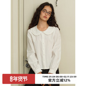 正肩修身 omont蛋挞家复古娃娃领短衬衫 2025秋季 显瘦叠穿衬衣上衣