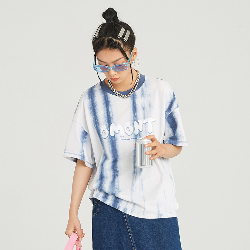 omont蛋挞家复古圆领夏甜酷女孩