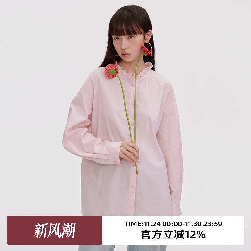 花瓣领/微宽松廓形长袖衬衫