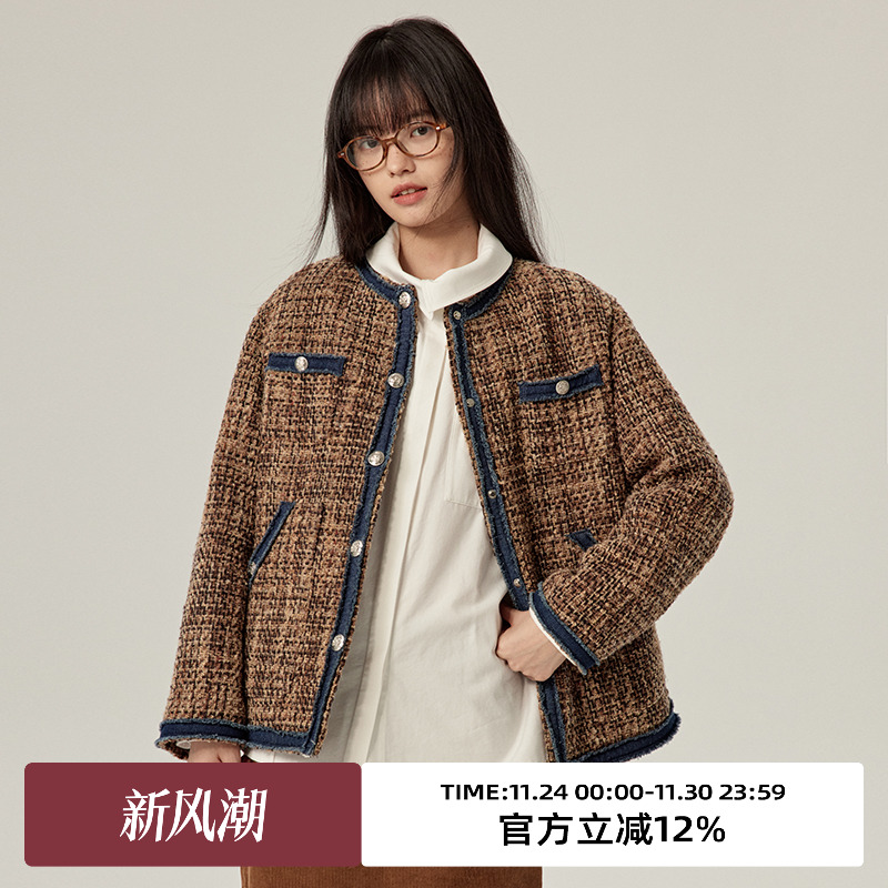 omont蛋挞家复古小香风短外套