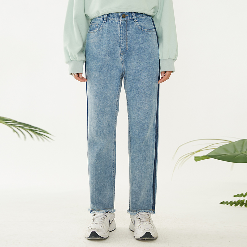 omont蛋挞家高腰直筒显瘦小脚裤