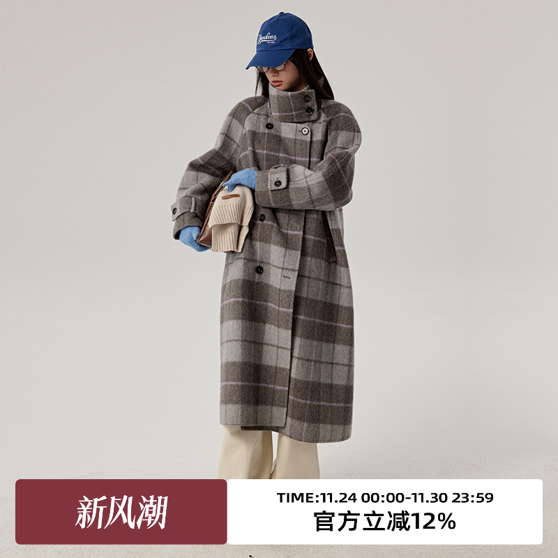 omont蛋挞家长款毛呢外套