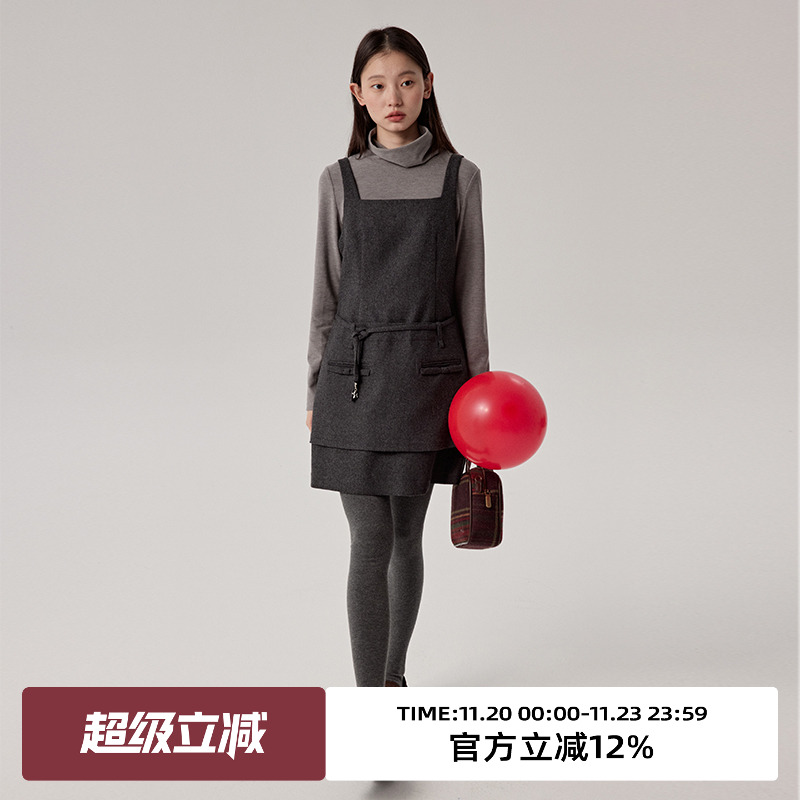 omont蛋挞家A字裙立体蝴蝶结