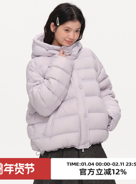 omont蛋挞家复古龟背轻便连帽排骨羽绒服2025冬厚款保暖宽松外套