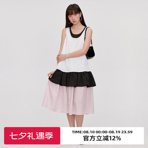 珠片背心/假两件背心连衣裙