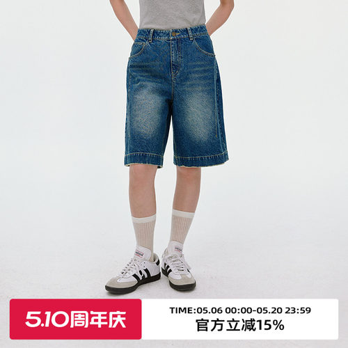 后口袋刺绣/复古水洗牛仔裤
