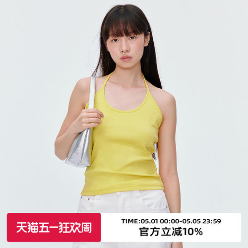 挂脖设计/复古彩色系吊带背心
