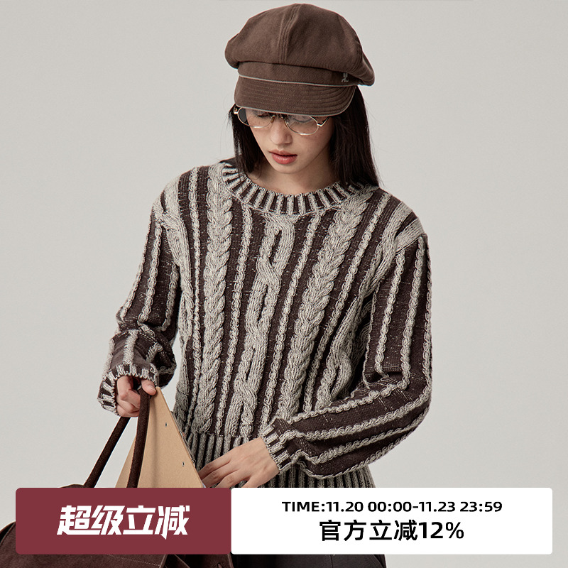 omont蛋挞家圆领通勤宽松毛衣