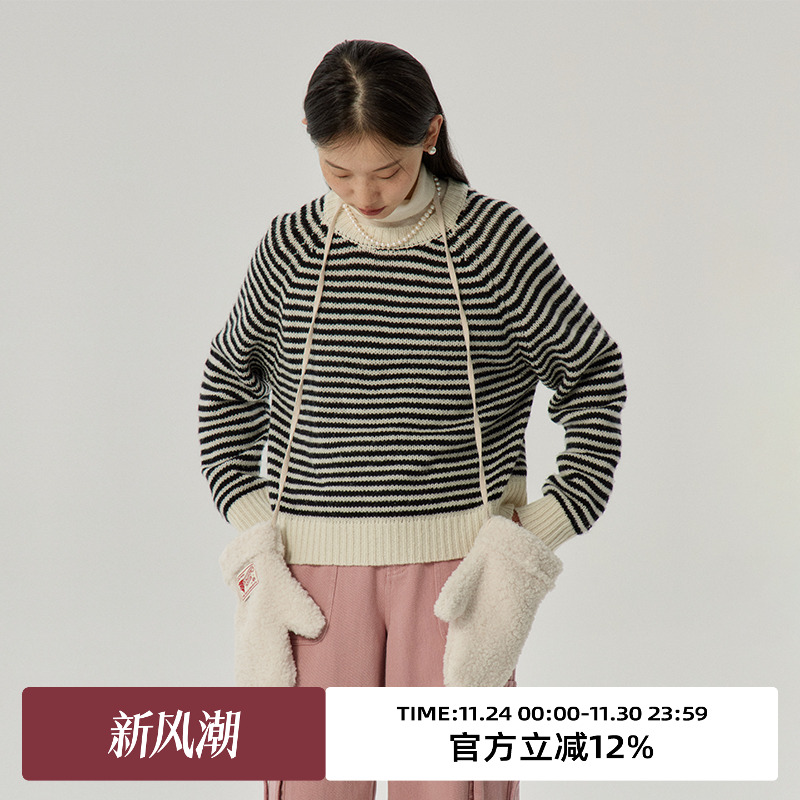 omont蛋挞家圆领羊毛毛衣