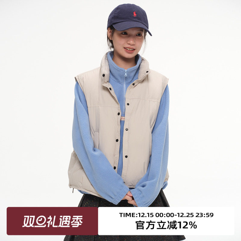 复古立领面包服羽绒马甲