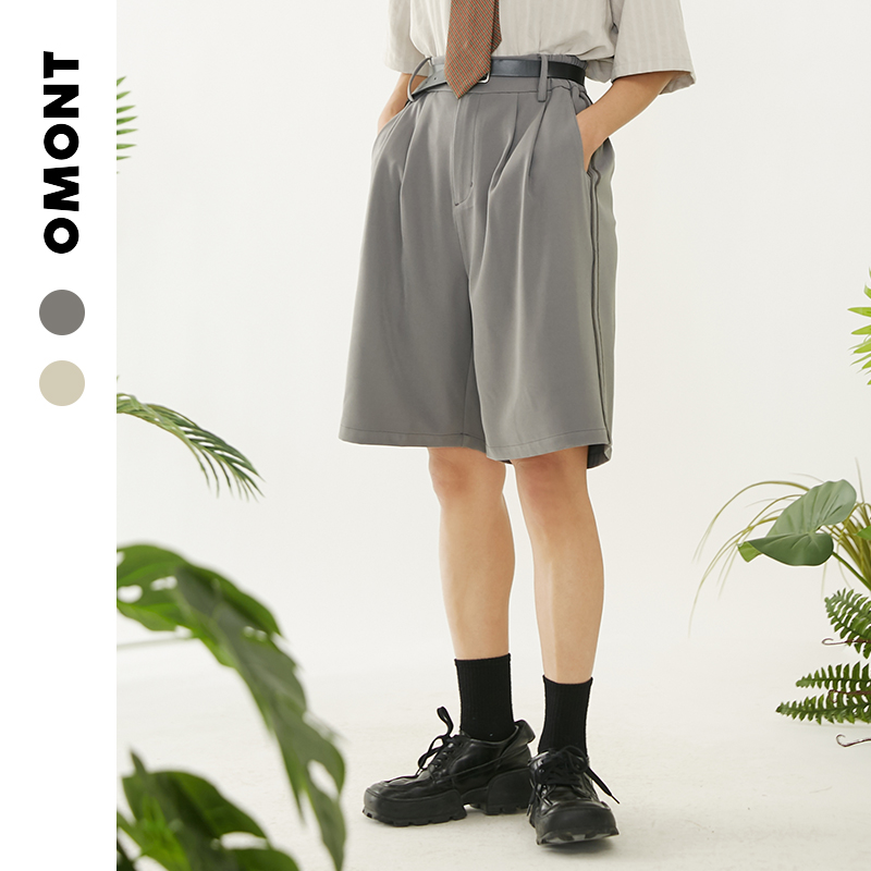 omont蛋挞家复古风撞色休闲裤