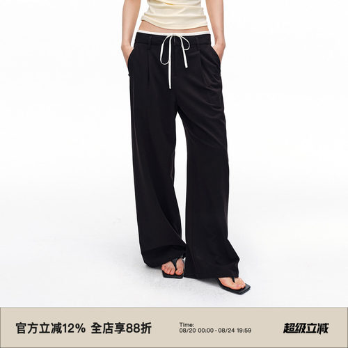 复古低腰垂感阔腿西装休闲裤