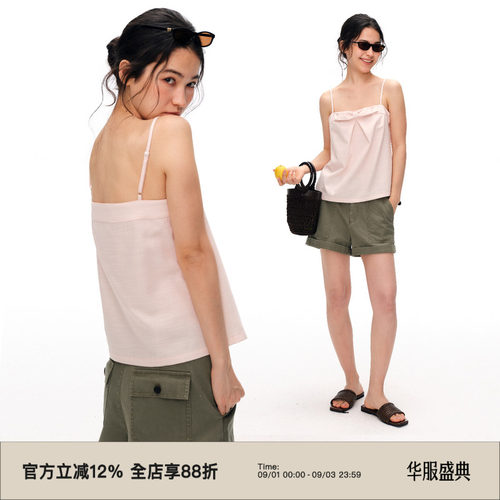 复古立体蝴蝶结设计感吊带背心