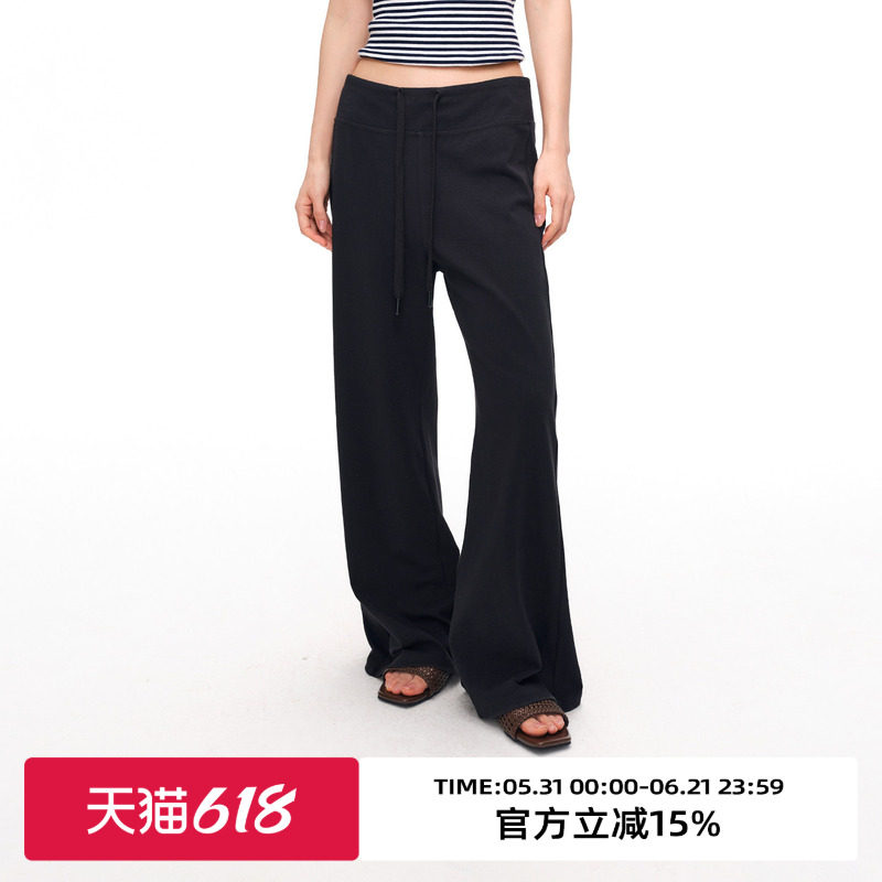 omont蛋挞家松弛低腰抽绳薄款针织卫裤2026夏季修身显瘦休闲裤子