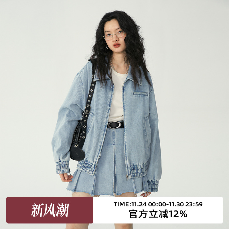 春季牛仔外套omont美式复古