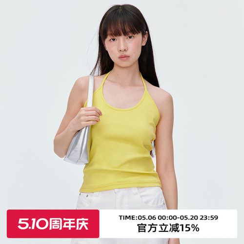 挂脖设计/复古彩色系吊带背心