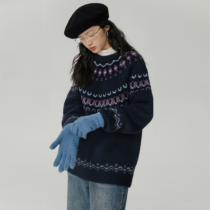 omont羊毛费尔岛套头毛衣