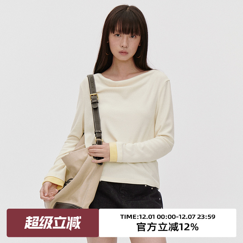 omont蛋挞家长袖一字领