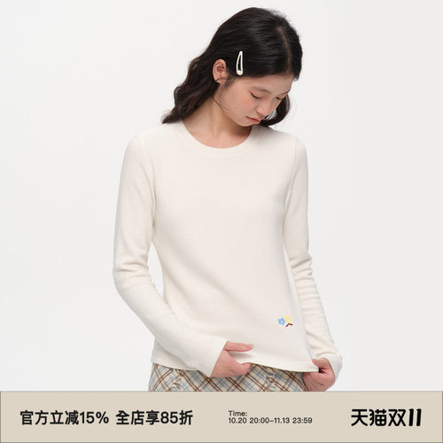 基础厚款德绒圆领长袖T恤